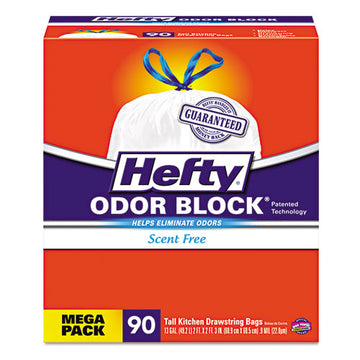 Hefty® Strong Tall Kitchen Drawstring Bags, 13 Gal, 0.9 Mil, 23.75" X 27", White, 90-box, 3 Boxes-carton freeshipping - TVN Wholesale